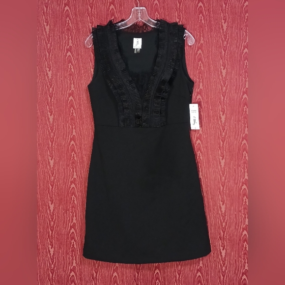 JULIA JORDAN Black Sleeveless Ruffle Lace Bodice Empire Flair Mimi Dress Size 6